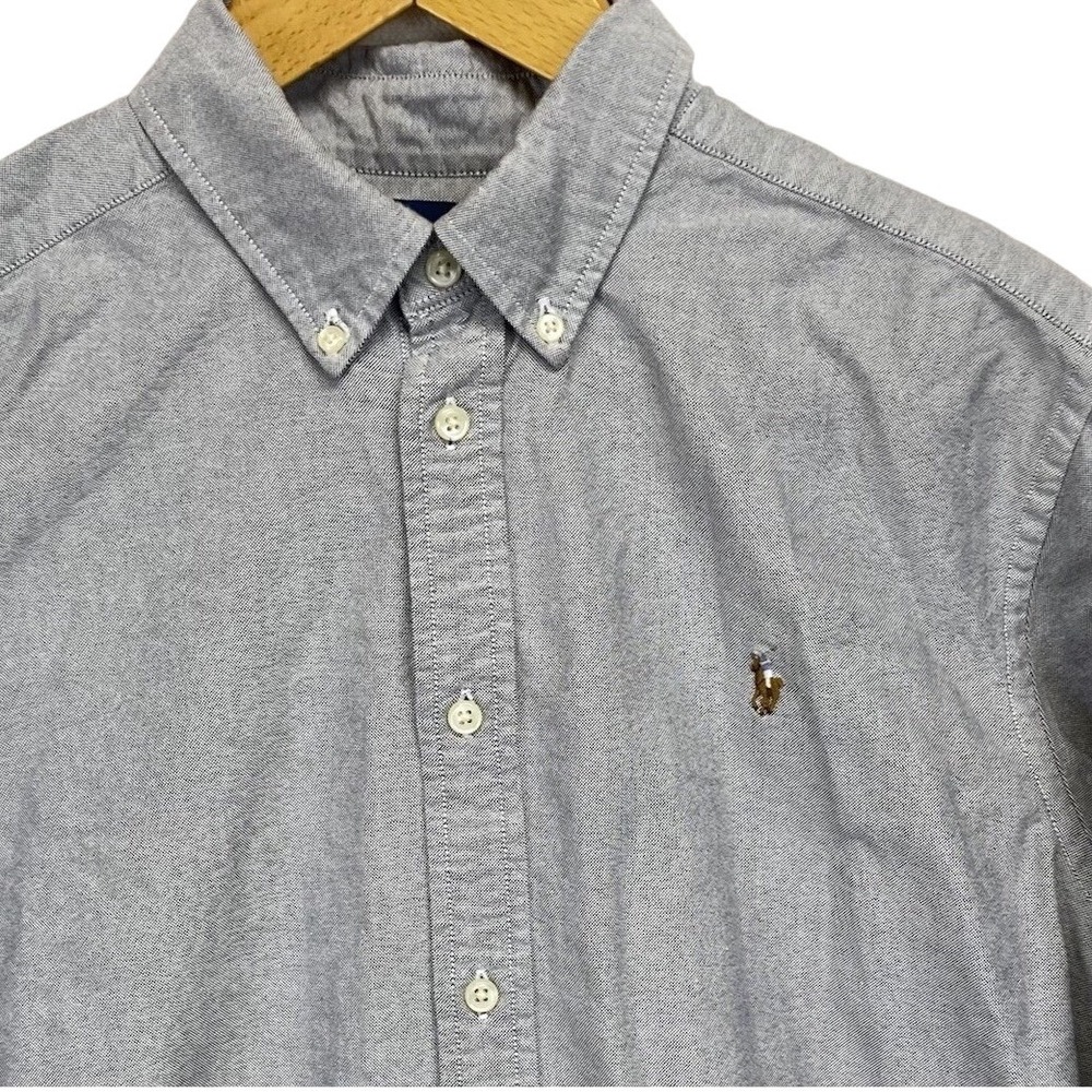 Ralph Lauren Button Down Shirt Mens XL Gray Oxford Long Sleeve Pony Logo